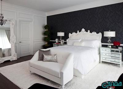 دکوراسیون اتاق خواب با ترکیب رنگ سیاه و سفید